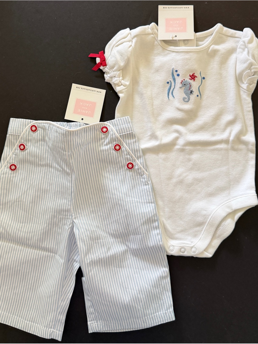 NWT infants 0-3 mo Janie and Jack BY THE SEA Cotton vintage 2-pc Set nautical